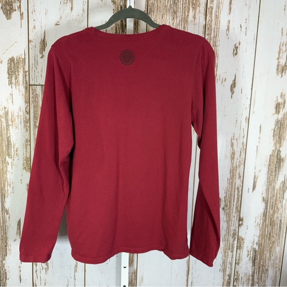 Life Is Good, Crusher Tee, Cranberry Long Sleeve Tee. Size Medium. Snow globe. - Picture 6 of 6